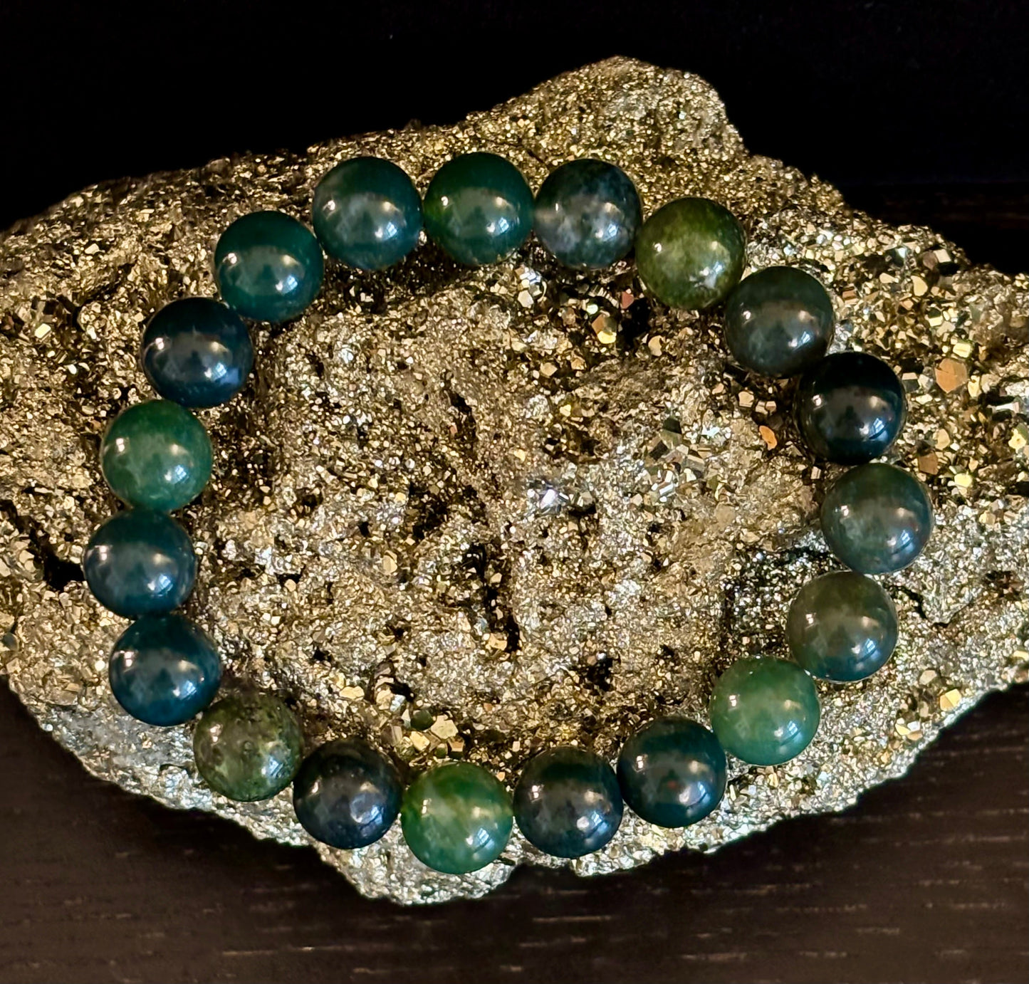 Reiki-Infused Natural Moss Agate Bracelet for New Beginnings, Abundance, Heart Chakra Healing & Steady Growth (8mm & 10mm)