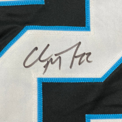 Autographed/Signed Christian McCaffrey Carolina Black Football Jersey Beckett BAS COA