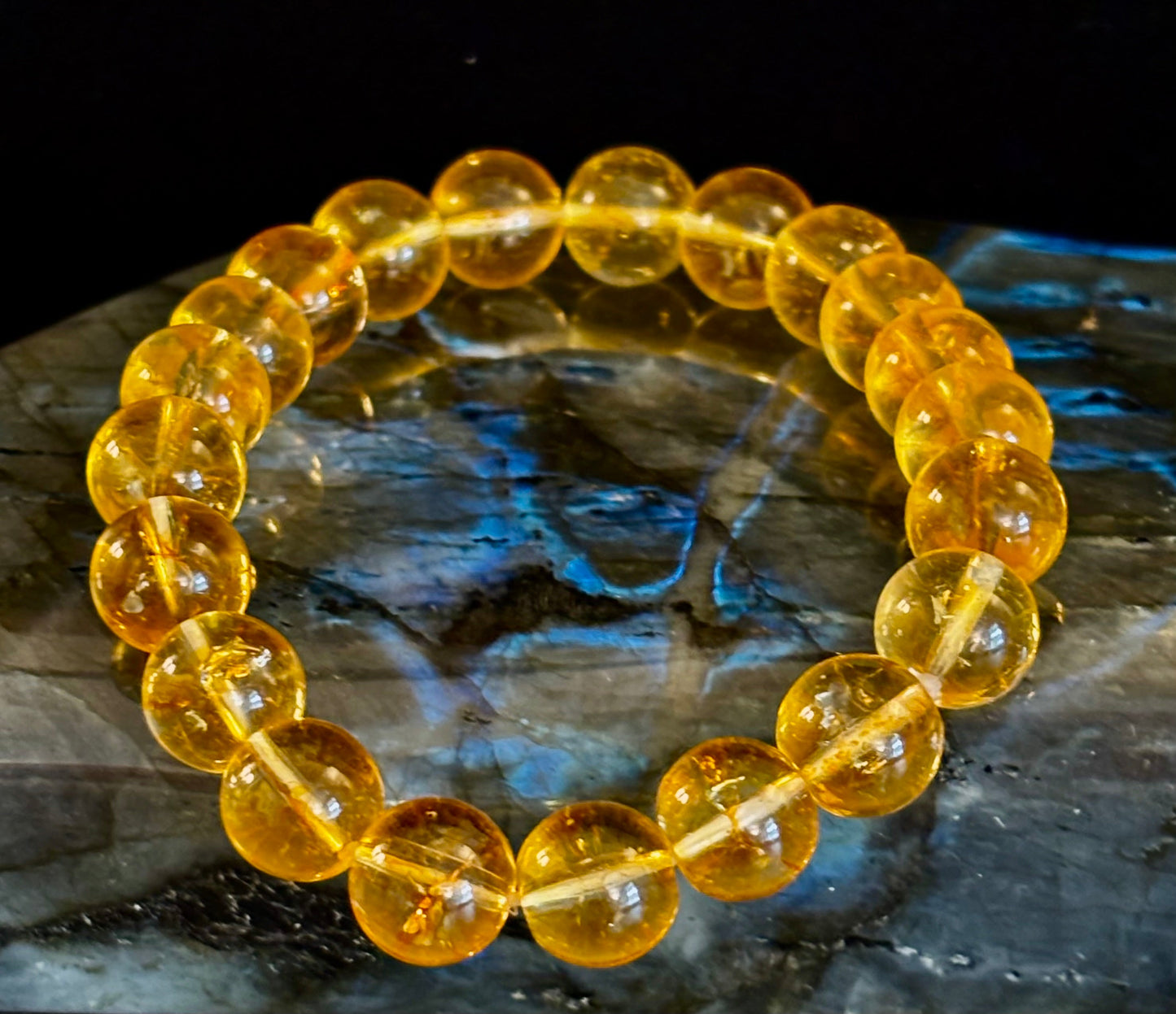 Citrine Round Beaded Bracelet – Manifest Joy, Light & Abundance
