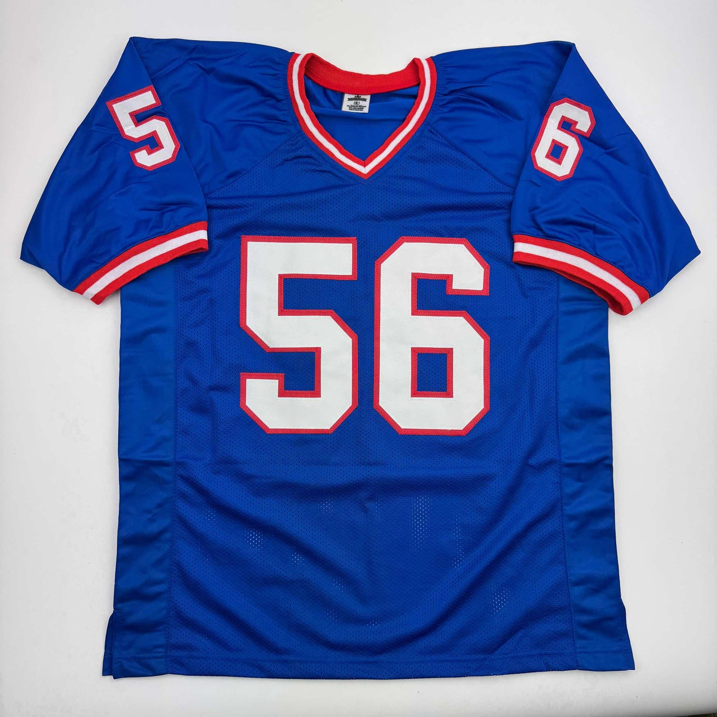 Autographed/Signed Lawrence Taylor New York Blue Football Jersey Beckett BAS COA