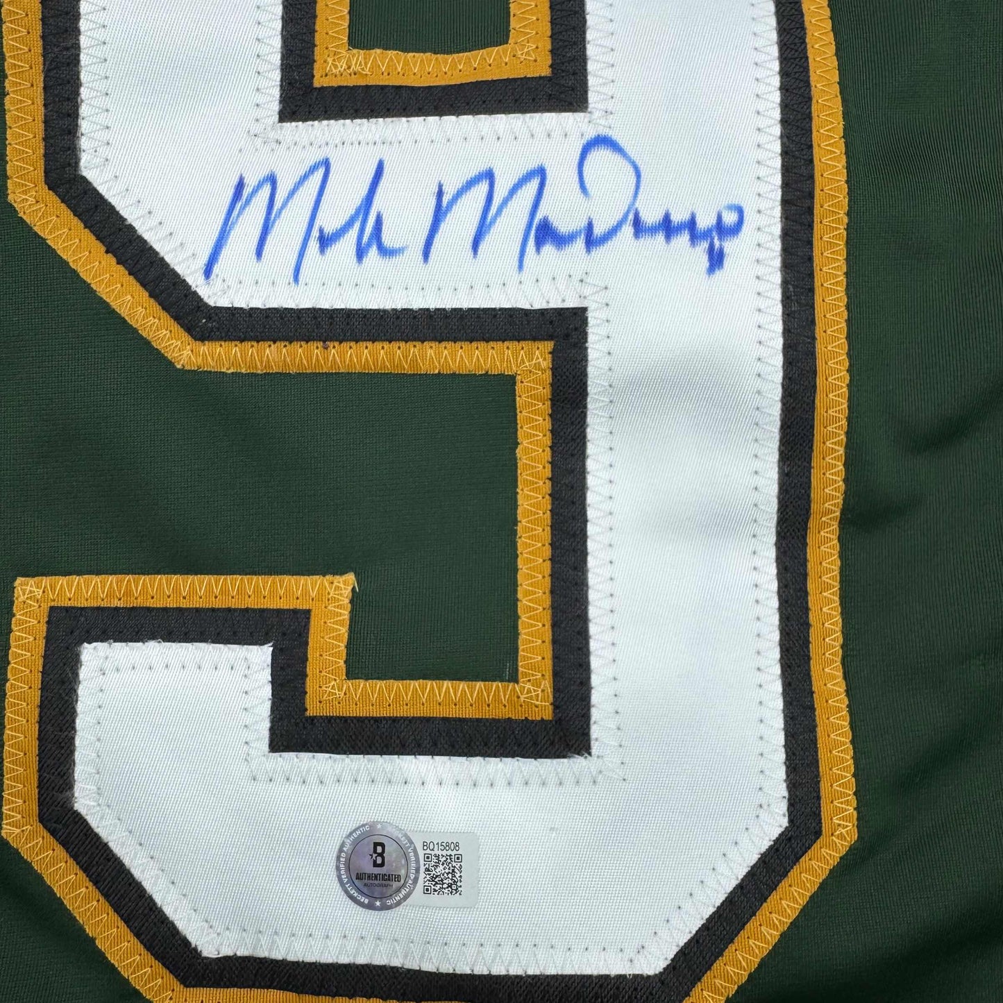 Autographed/Signed Mike Modano Dallas Dark Green Hockey Jersey Beckett BAS COA