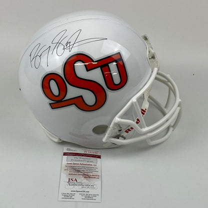 Autographed/Signed Barry Sanders Oklahoma State Cowboys Full Size FS F/S Replica College Football Helmet JSA COA