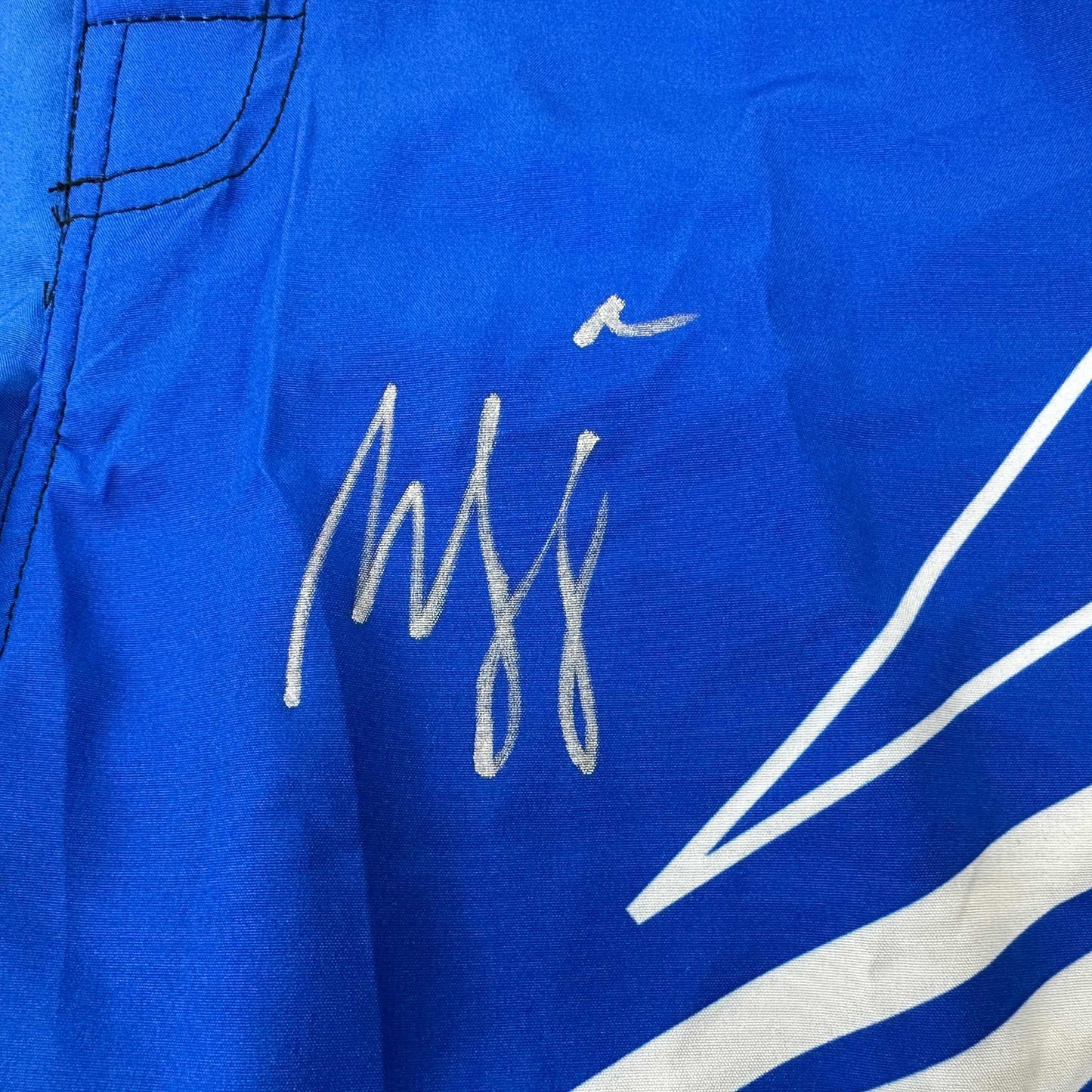 Autographed/Signed Khamzat Borz Chimaev UFC MMA Ultimate Fighting Blue Trunks PSA/DNA COA