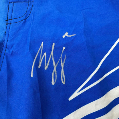 Autographed/Signed Khamzat Borz Chimaev UFC MMA Ultimate Fighting Blue Trunks PSA/DNA COA