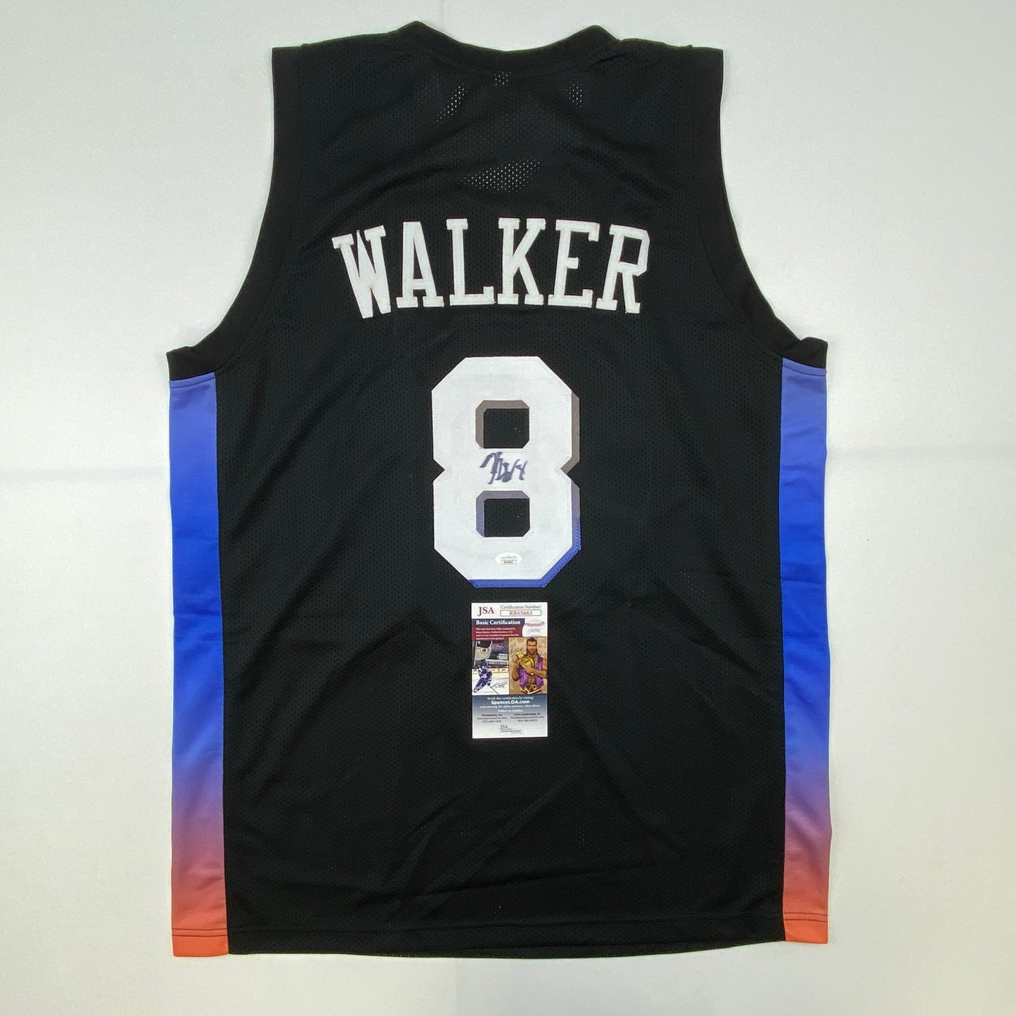 Autographed/Signed Kemba Walker New York Black Basketball Jersey JSA COA