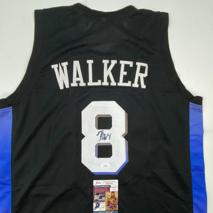 Autographed/Signed Kemba Walker New York Black Basketball Jersey JSA COA