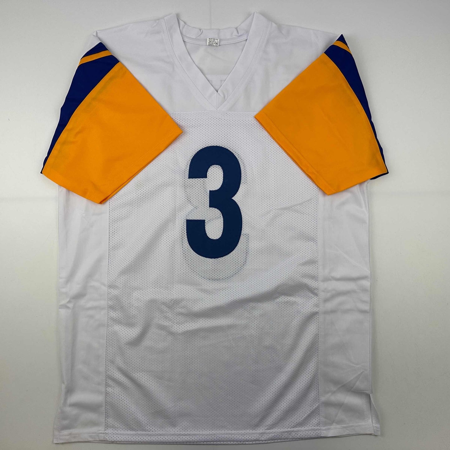 Autographed/Signed Odell Beckham Jr. OBJ Los Angeles LA White Football Jersey Beckett BAS COA