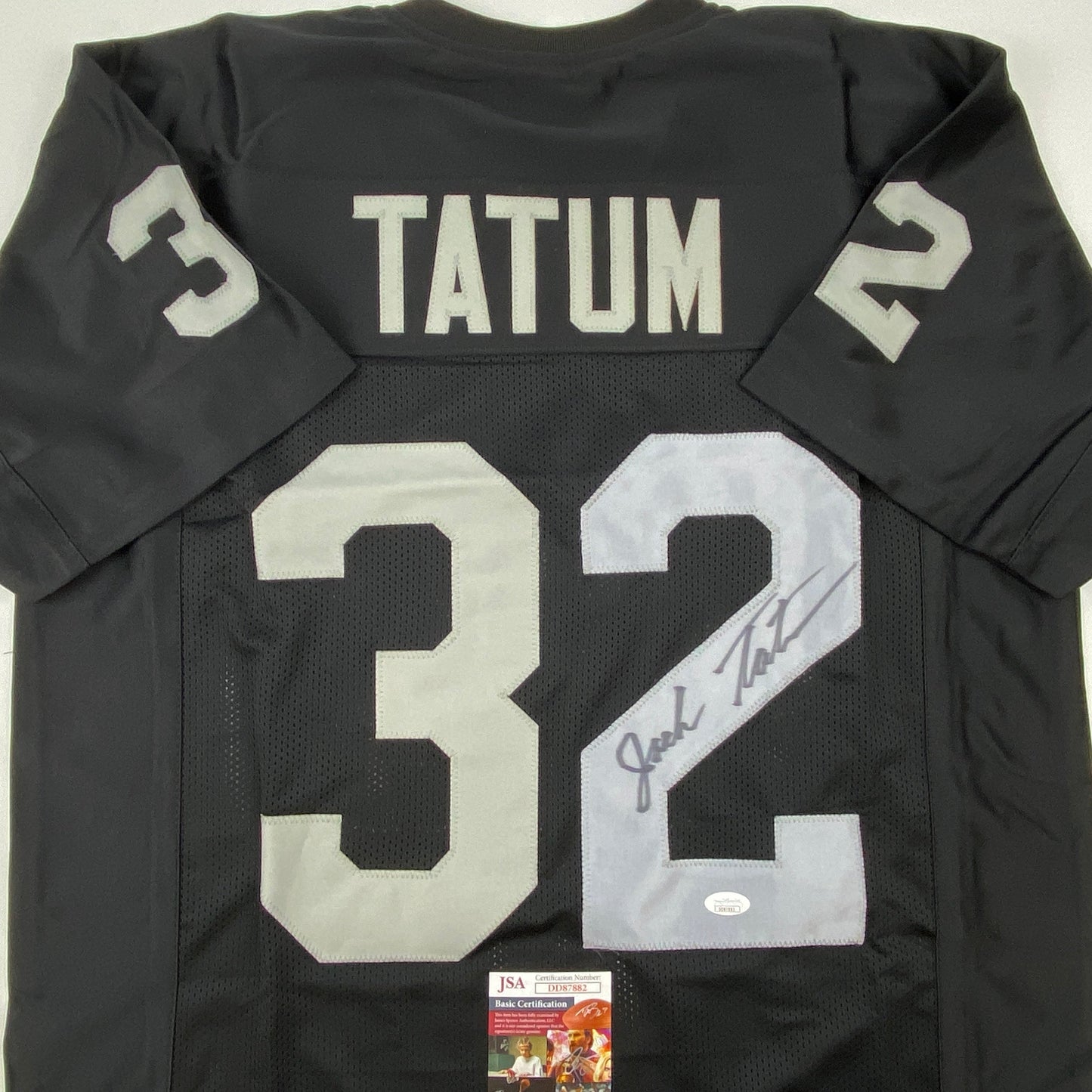 Autographed/Signed Jack Tatum Oakland Black Football Jersey JSA COA #1