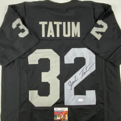 Autographed/Signed Jack Tatum Oakland Black Football Jersey JSA COA #1