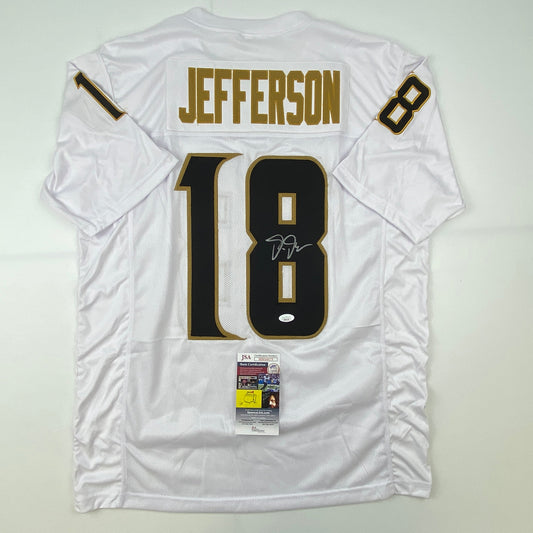 Autographed/Signed Justin Jefferson Minnesota White/Gold Football Jersey JSA COA
