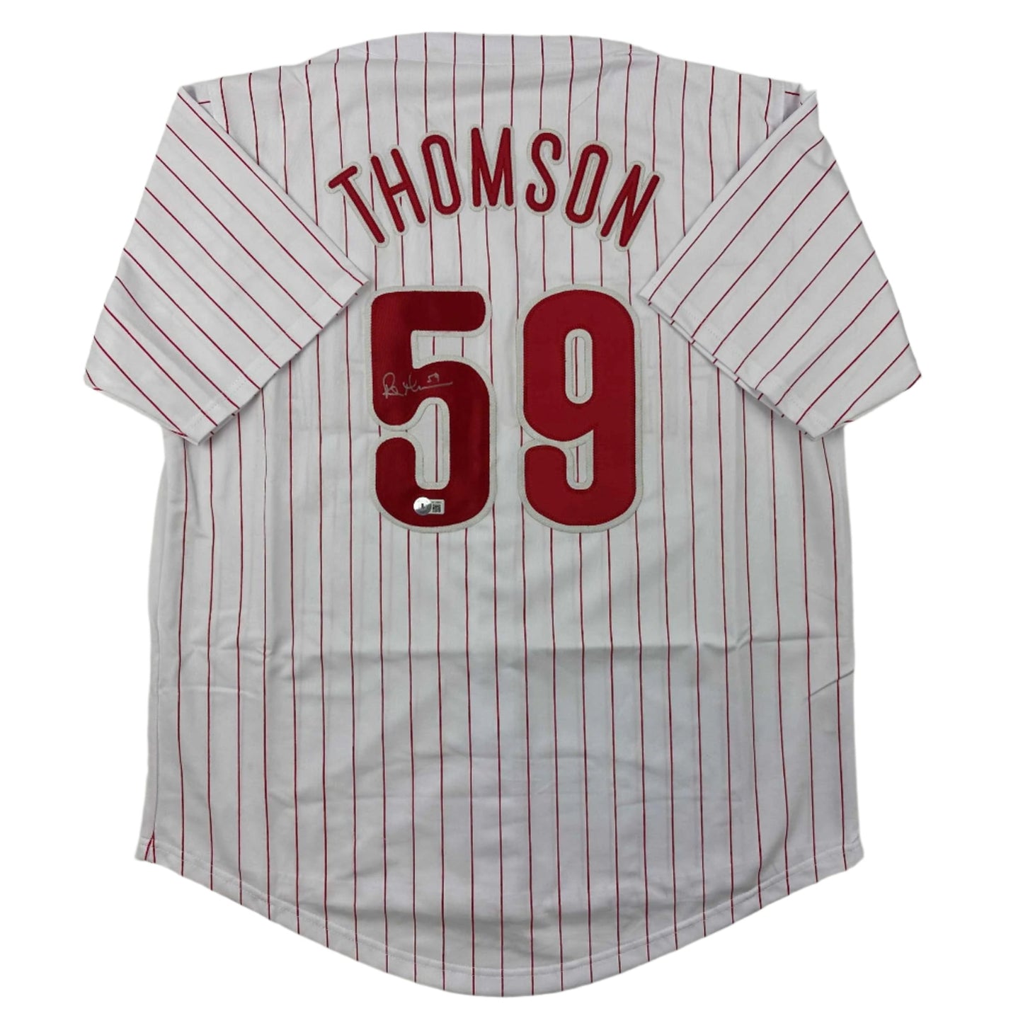 Autographed/Signed Rob Thomson Philadelphia Pinstripe Baseball Jersey Beckett BAS COA