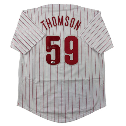 Autographed/Signed Rob Thomson Philadelphia Pinstripe Baseball Jersey Beckett BAS COA