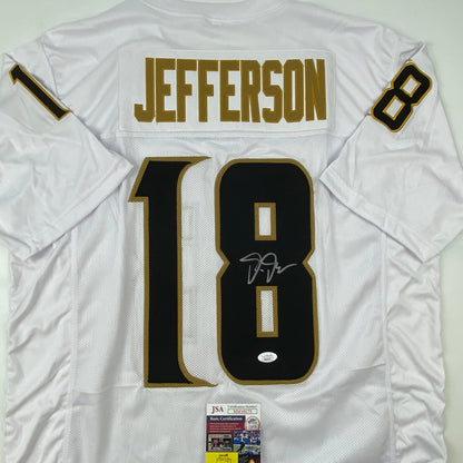 Autographed/Signed Justin Jefferson Minnesota White/Gold Football Jersey JSA COA