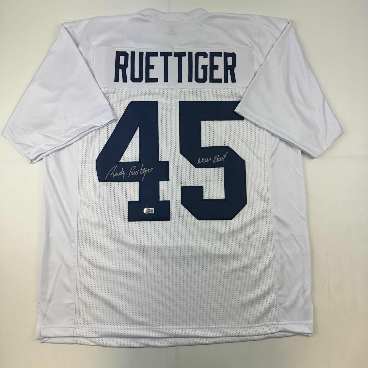 Autographed/Signed Rudy Ruettiger Notre Dame White College Football Jersey JSA COA