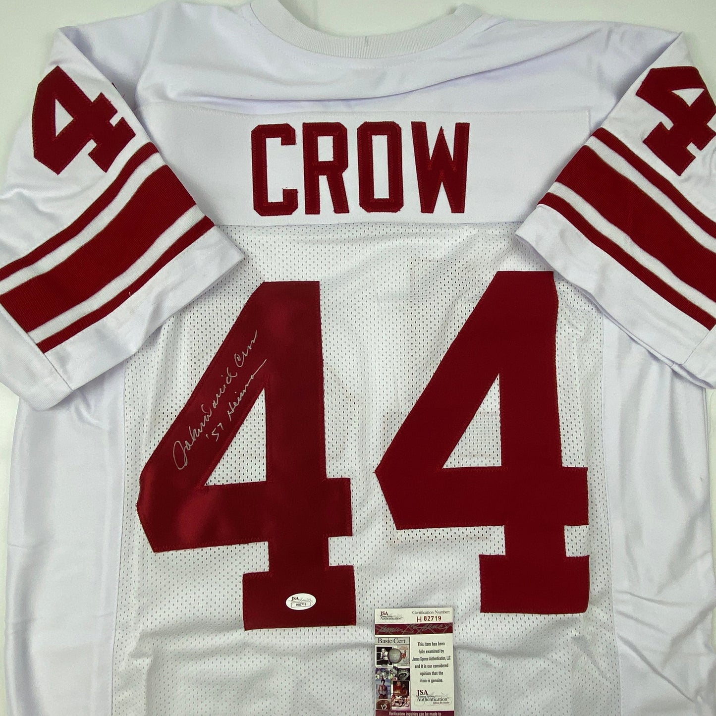 Autographed/Signed John David Crow 57 Heisman Texas A&M White College Football Jersey JSA COA