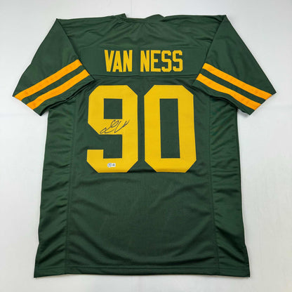 Autographed/Signed Lukas Van Ness Green Bay Color Rush Football Jersey Beckett BAS COA