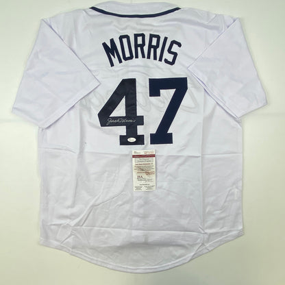 Autographed/Signed Jack Morris Detroit White Baseball Jersey JSA COA