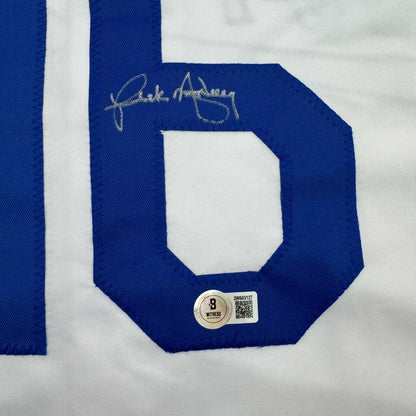 Autographed/Signed Rick Monday Los Angeles LA White Baseball Jersey Beckett BAS COA