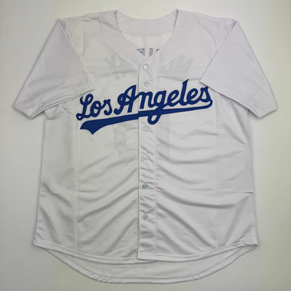 Autographed/Signed Rick Monday Los Angeles LA White Baseball Jersey Beckett BAS COA