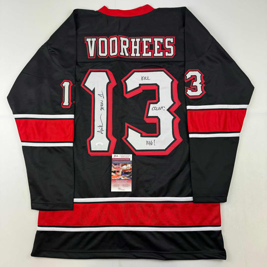 Autographed/Signed Ari Lehman Jason Voorhees Friday The 13th Black Movie Jersey JSA COA
