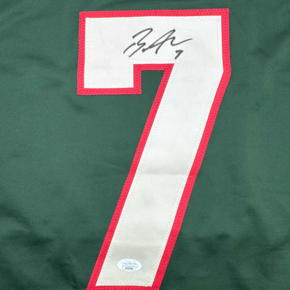 Autographed/Signed Brock Faber Minnesota Green Hockey Jersey JSA COA