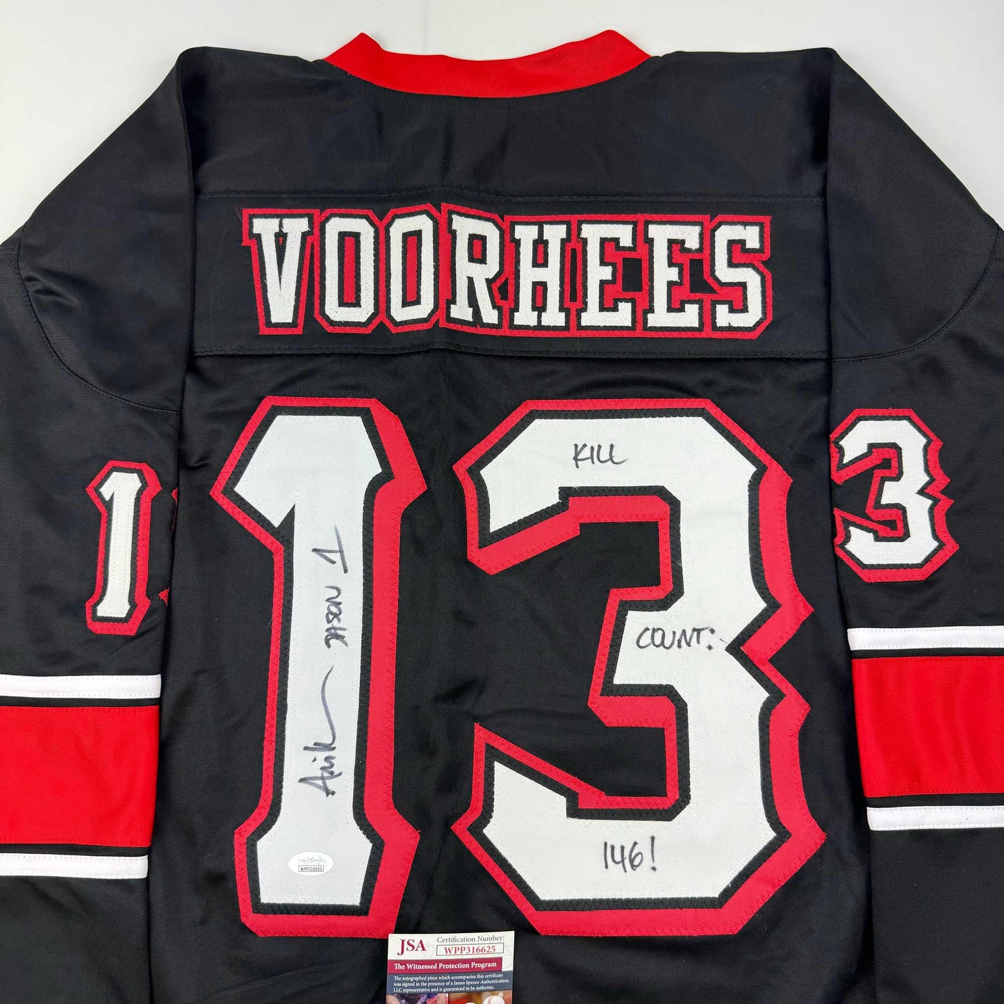 Autographed/Signed Ari Lehman Jason Voorhees Friday The 13th Black Movie Jersey JSA COA