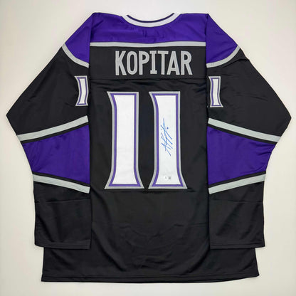 Autographed/Signed Anze Kopitar Los Angeles LA Black Hockey Jersey Beckett BAS COA #2