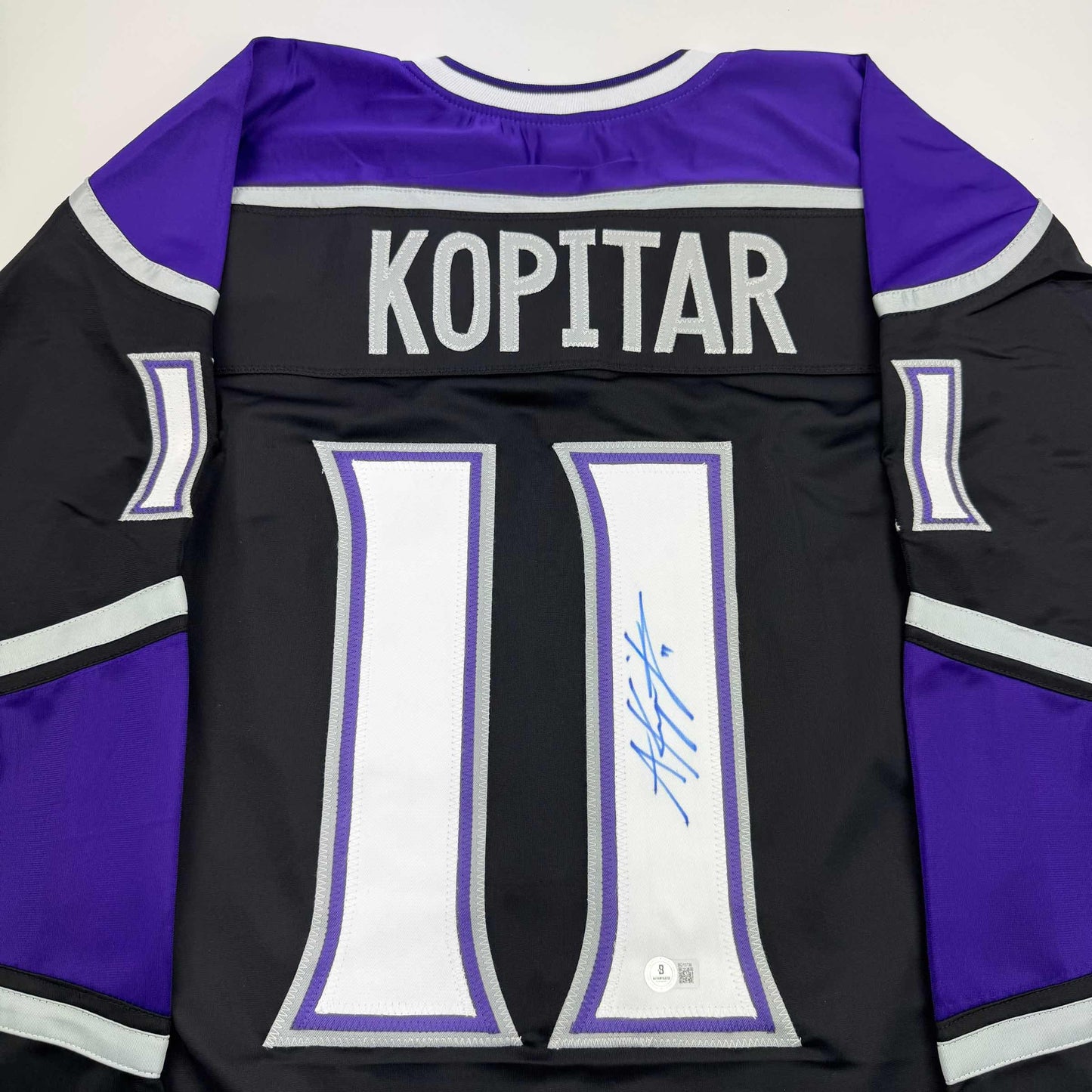 Autographed/Signed Anze Kopitar Los Angeles LA Black Hockey Jersey Beckett BAS COA #2