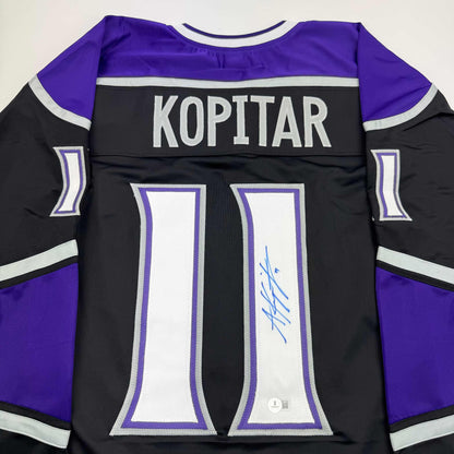 Autographed/Signed Anze Kopitar Los Angeles LA Black Hockey Jersey Beckett BAS COA #2