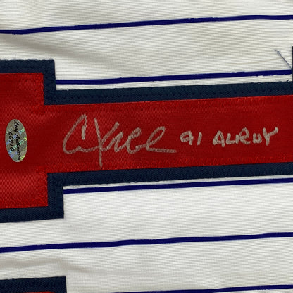 Autographed/Signed Chuck Knoblauch Minnesota Pinstripe Baseball Jersey Leaf Authentic COA