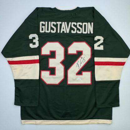 Autographed/Signed Filip Gustavsson Minnesota Green Hockey Jersey JSA COA