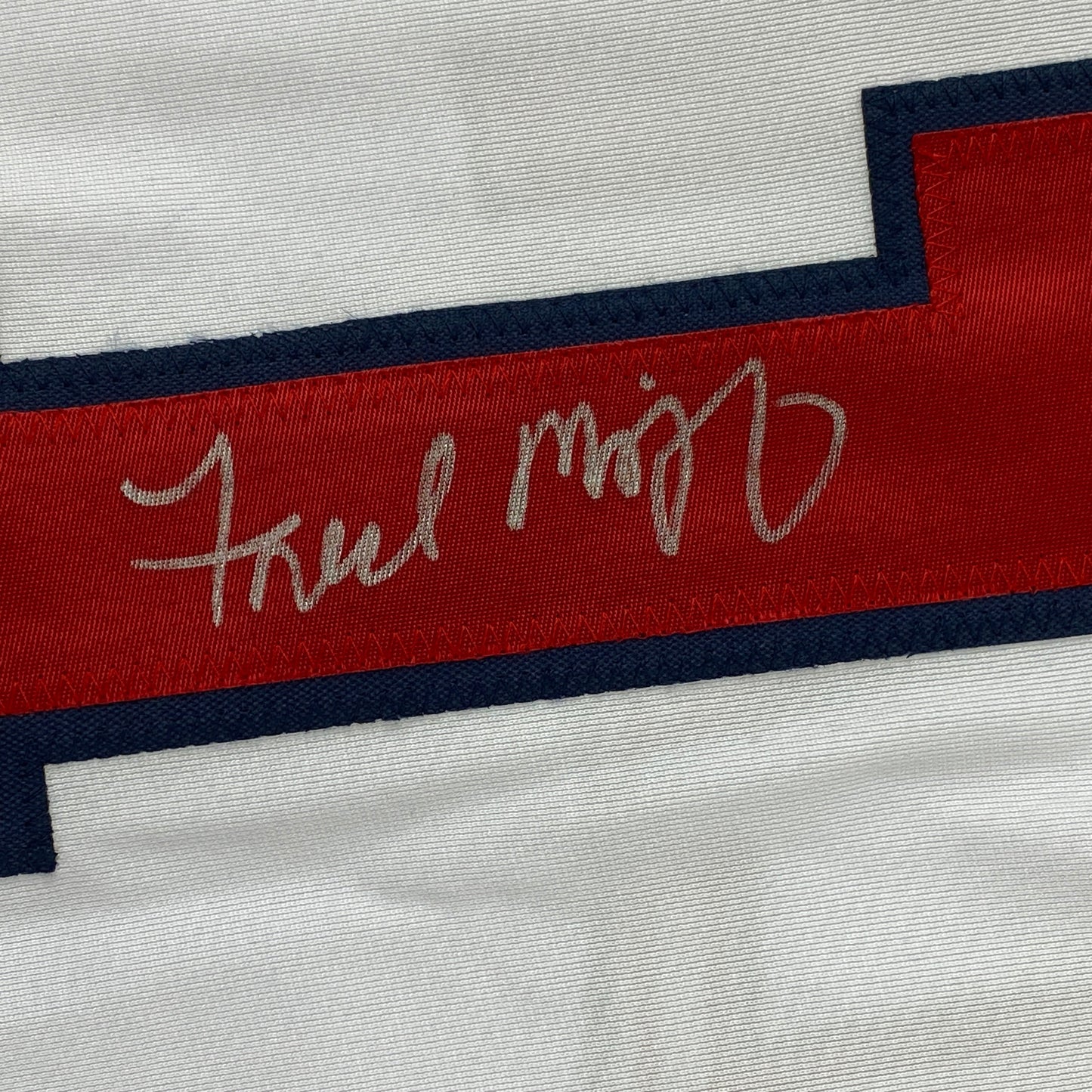Autographed/Signed Fred McGriff Atlanta White Baseball Jersey JSA COA