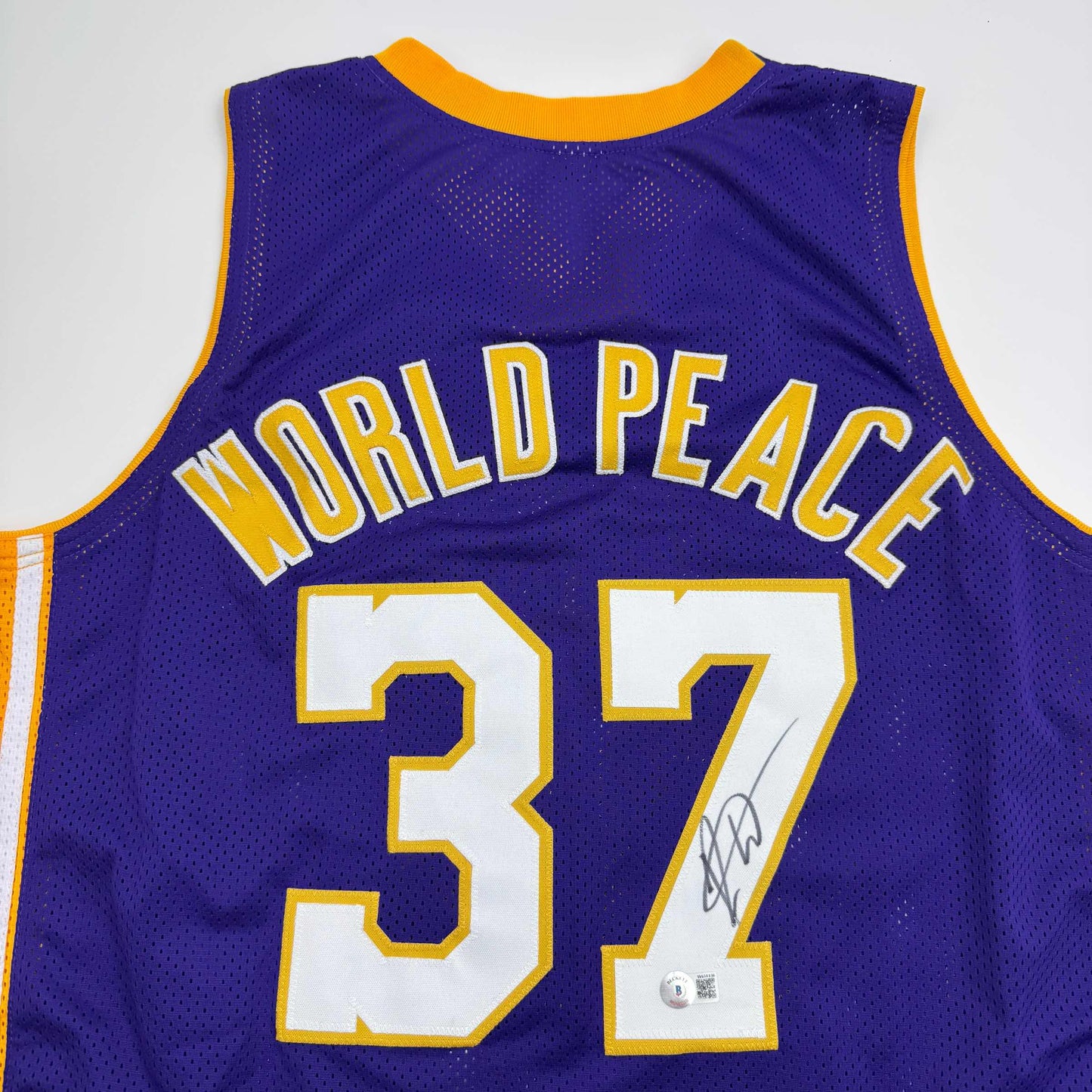Autographed/Signed Metta World Peace Ron Artest Los Angeles LA Purple Basketball Jersey PSA/DNA COA