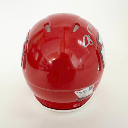 Autographed/Signed Joe Montana Kansas City Chiefs Red Mini Football Helmet Fanatics COA