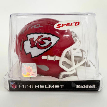 Autographed/Signed Joe Montana Kansas City Chiefs Red Mini Football Helmet Fanatics COA