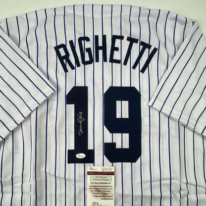 Autographed/Signed Dave Righetti New York Pinstripe Baseball Jersey JSA COA