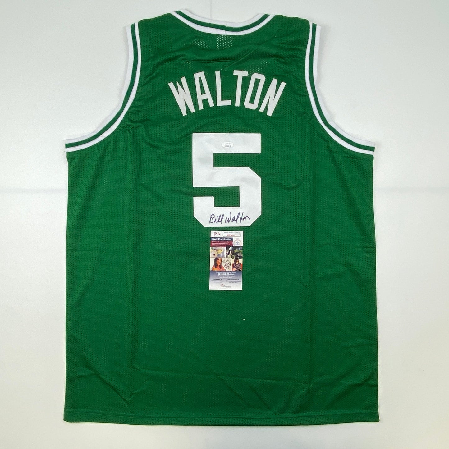 Autographed/Signed Bill Walton Boston Green Basketball Jersey JSA COA
