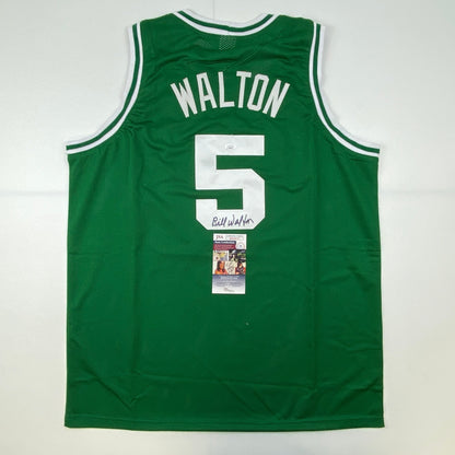 Autographed/Signed Bill Walton Boston Green Basketball Jersey JSA COA