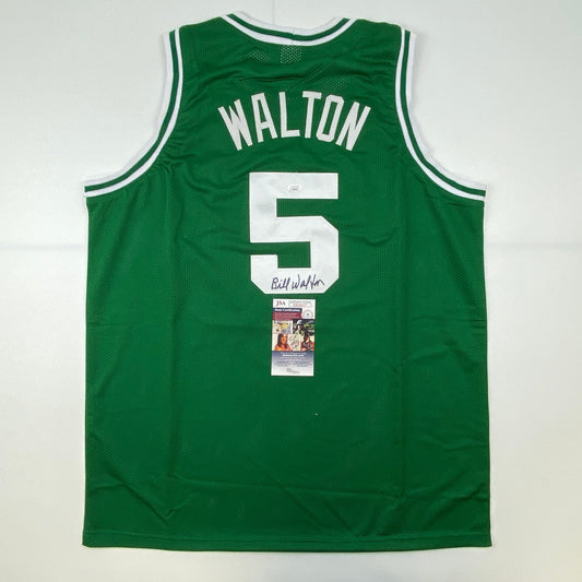Autographed/Signed Bill Walton Boston Green Basketball Jersey JSA COA