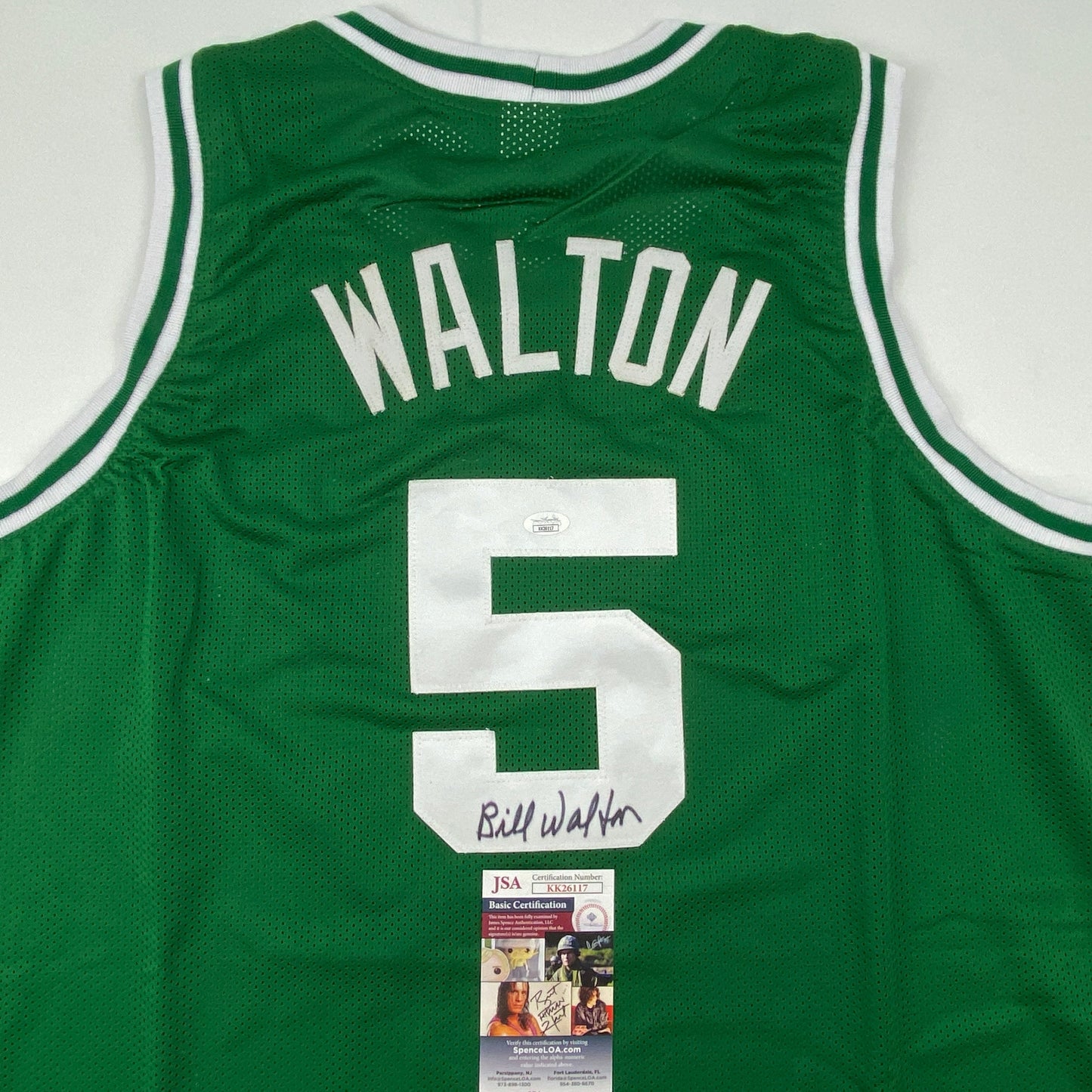 Autographed/Signed Bill Walton Boston Green Basketball Jersey JSA COA