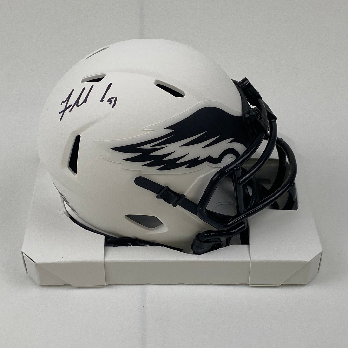 Autographed/Signed Fletcher Cox Philadelphia Eagles Lunar Eclipse Mini Football Helmet Beckett BAS COA