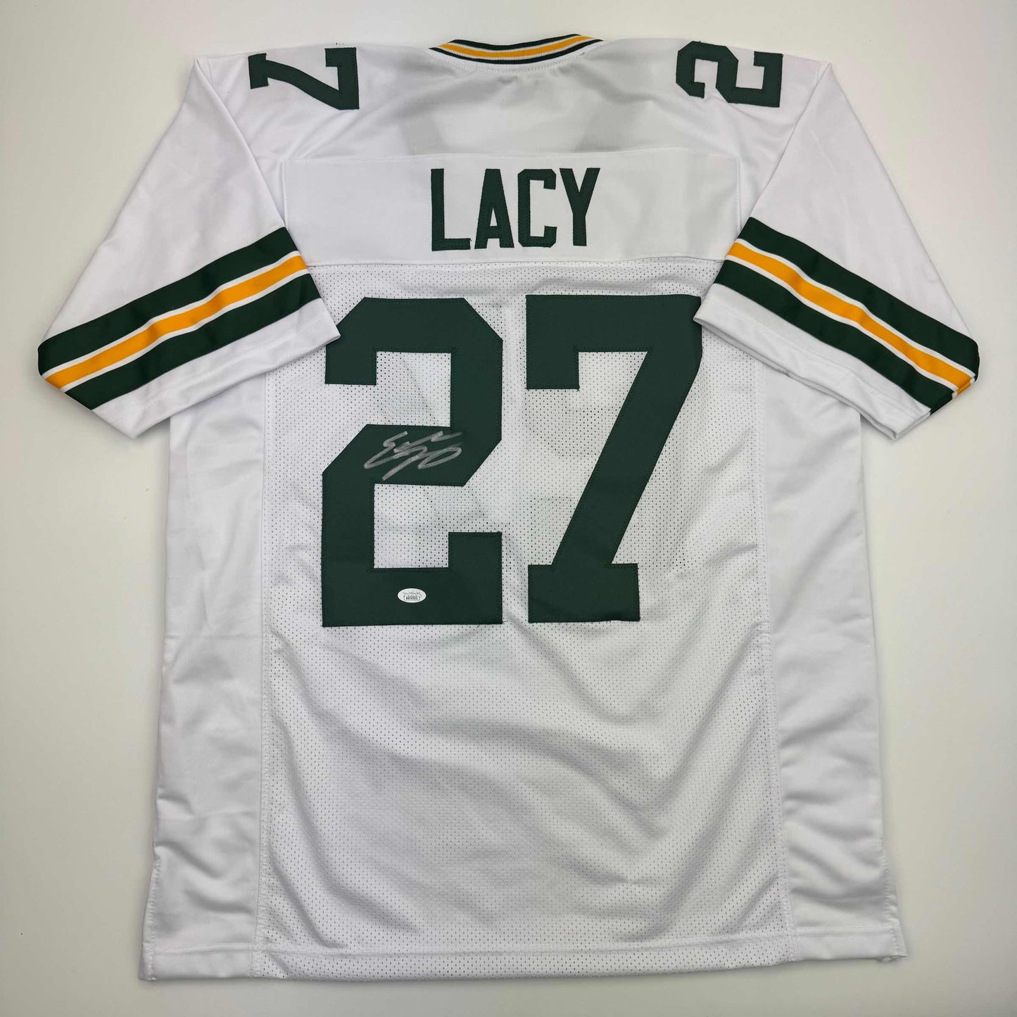 Autographed/Signed Eddie Lacy Green Bay White Football Jersey JSA COA