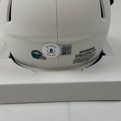 Autographed/Signed Fletcher Cox Philadelphia Eagles Lunar Eclipse Mini Football Helmet Beckett BAS COA