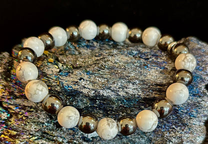 White Howlite & Hematite Energy Protection Bracelet