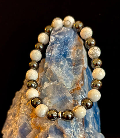 White Howlite & Hematite Energy Protection Bracelet