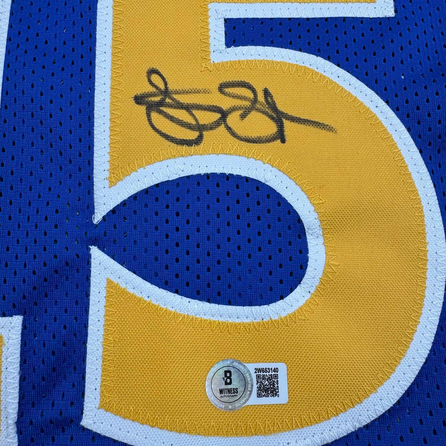 Autographed/Signed Latrell Sprewell Golden State Blue Basketball Jersey Beckett BAS COA