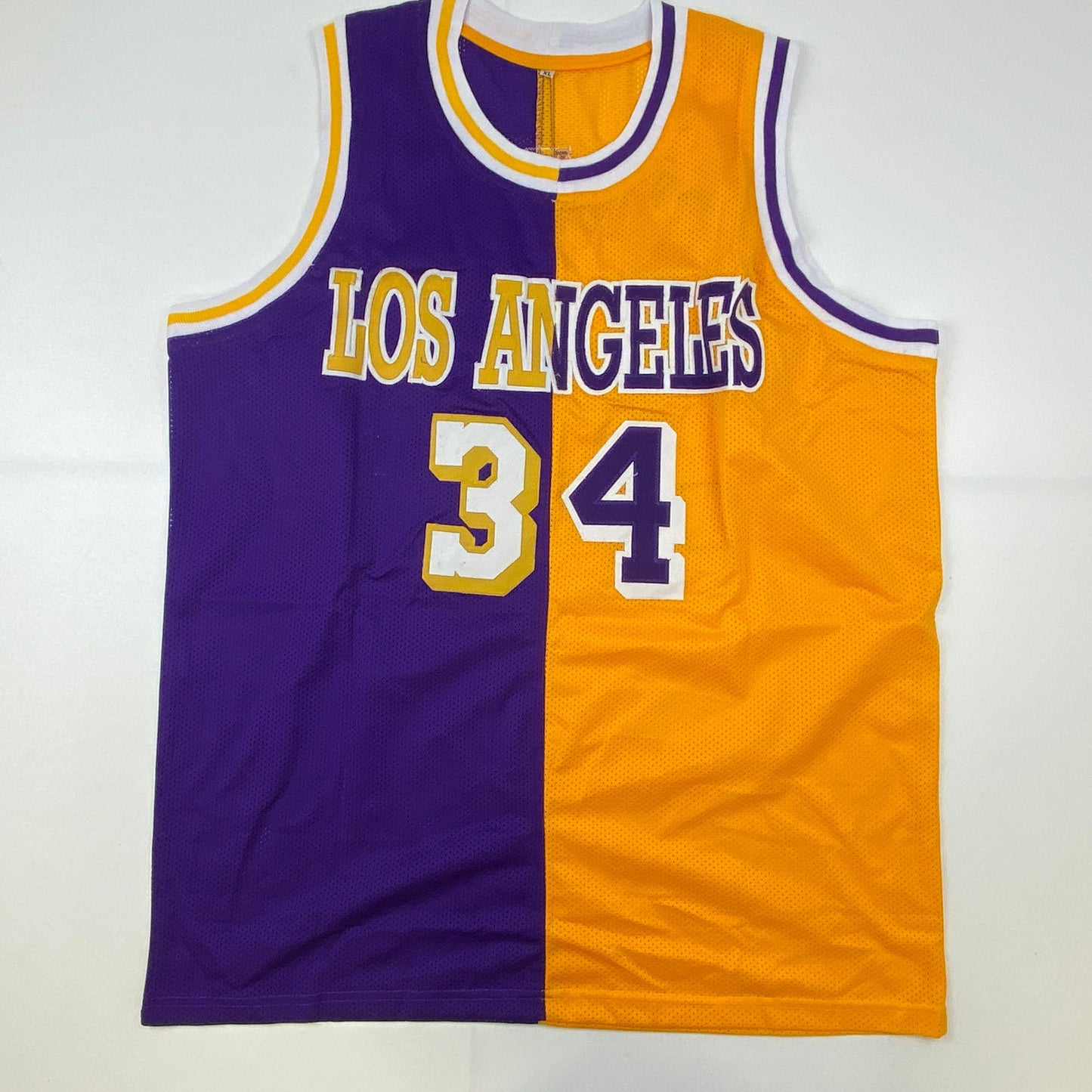 Autographed/Signed Shaquille Shaq O'Neal Los Angeles LA Split Basketball Jersey Beckett BAS COA