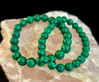 Reiki-Infused Natural Malachite Bracelet for Deep Transformation, Aura Protection & Emotional Healing (8mm & 10mm)