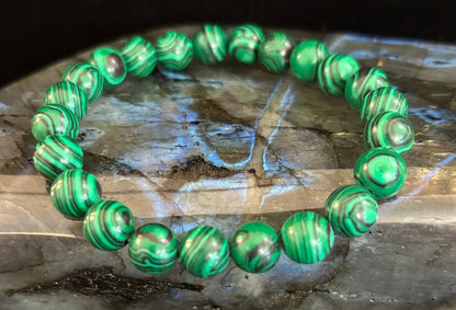 Reiki-Infused Natural Malachite Bracelet for Deep Transformation, Aura Protection & Emotional Healing (8mm & 10mm)