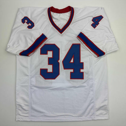 Autographed/Signed Thurman Thomas Buffalo White Football Jersey Beckett BAS COA